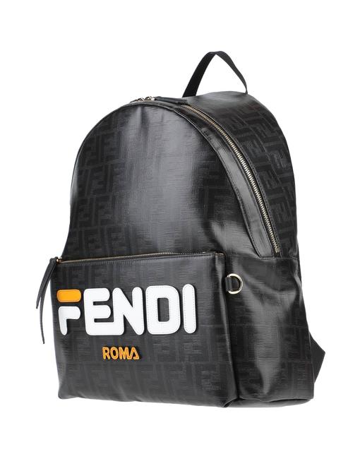 Fendi Roma Large Black Coated Canvas Backpack 