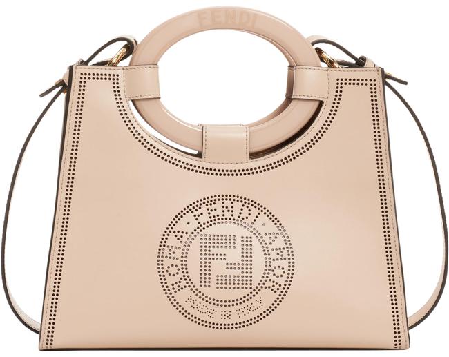 Fendi Runaway Perforated Double f Logo Shopper Cloud Leather Tote 