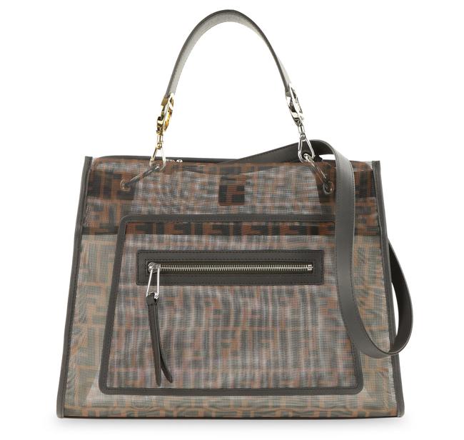 Fendi Runaway Zucca Mesh Brown Leather Tote 