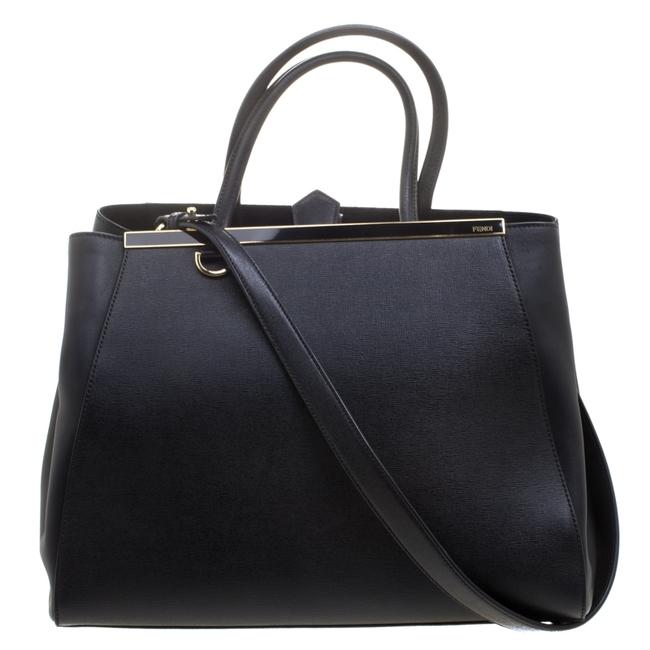 Fendi Saffiano 2jours Black Fabric and Leather Tote 