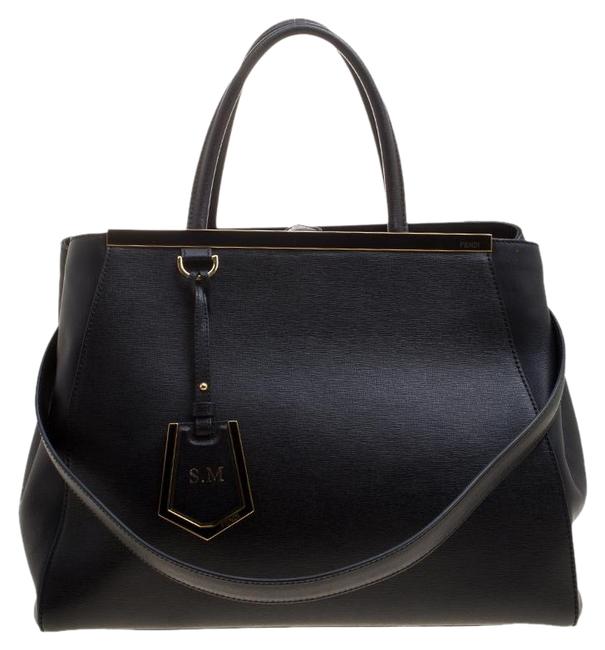 Fendi Saffiano 2jours Black Leather Tote 