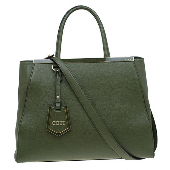 Fendi Saffiano 2jours Olive Green Leather Tote 