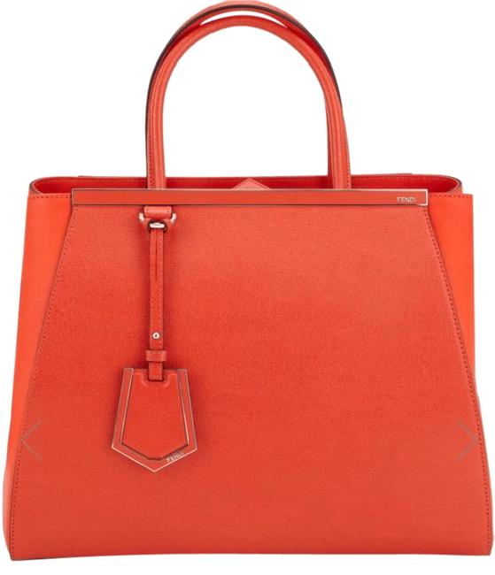 Fendi Saffiano 2jours Large Orange Leather Tote 