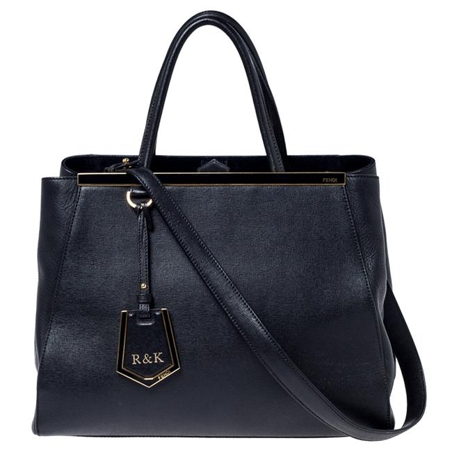 Fendi Saffiano Large Petite 2jours Black Leather Tote 