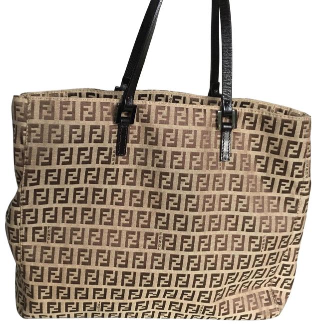 Fendi Satchel Brown Canvas Tote 