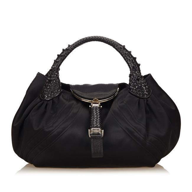 Fendi Satin Spy Black Fabric Tote 