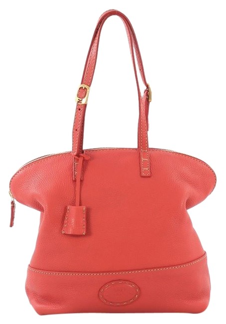 Fendi Selleria 2bag Red Leather Tote 