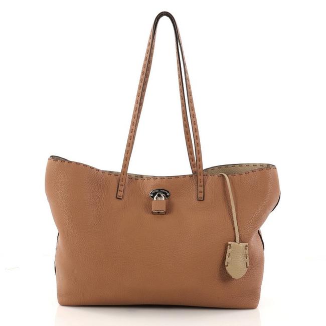 Fendi Selleria Carla Small Brown Leather Tote 