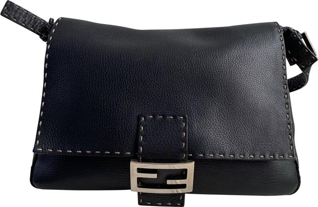 Fendi Selleria Leather Black Mamma Baguette Shoulder Bag 