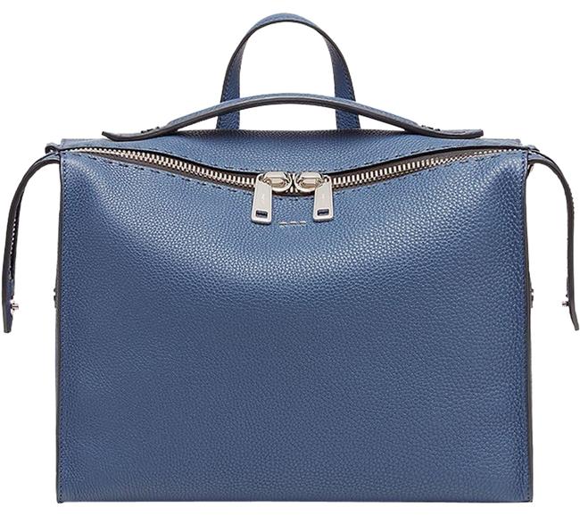 Fendi Selleria Marine Blue Roman Leather Messenger Bag 
