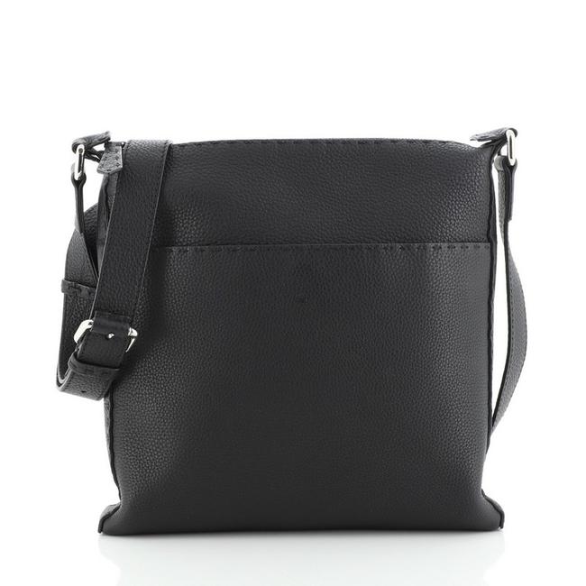 Fendi Selleria Medium Black Leather Messenger Bag 