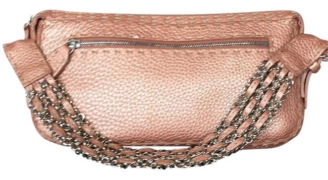 Fendi Selleria Metallic Dusty Rose Leather Shoulder Bag 