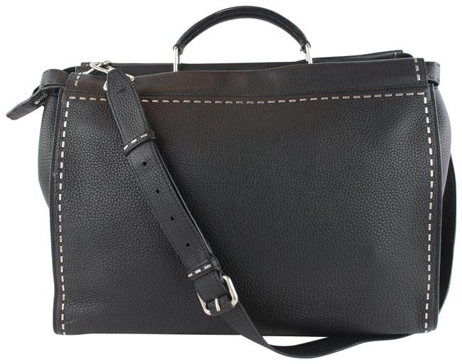 Fendi Selleria Peekaboo 2way Business 20fz1102 Black Leather Messenger Bag 