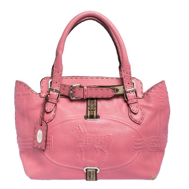 Fendi Selleria Small Villa Borghese Pink Leather Tote 