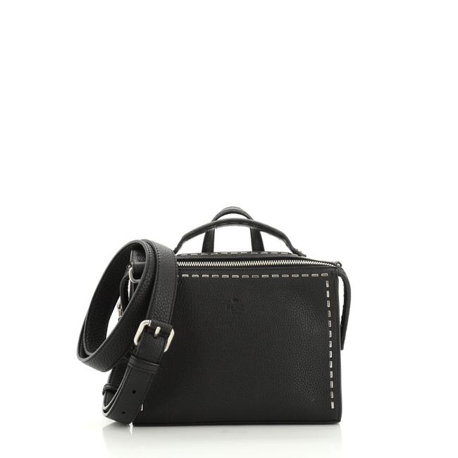 Fendi Selleria Studded Mini Black Leather Messenger Bag 