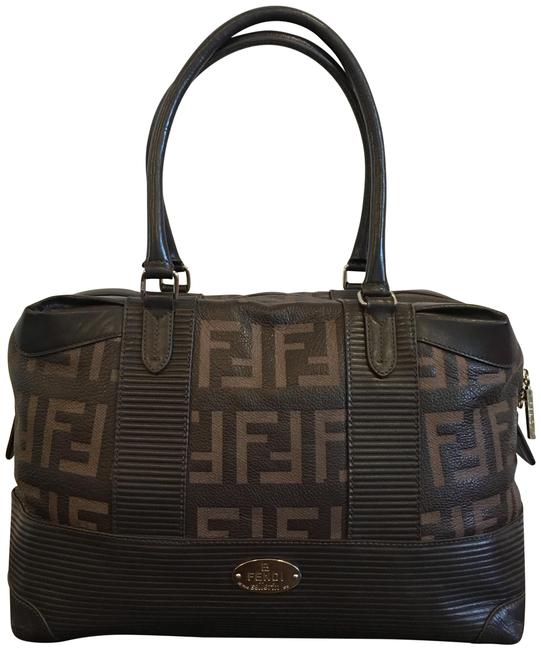 Fendi Set Rong Sellerin 876 Handbag Size Large Brown Leather Shoulder Bag 
