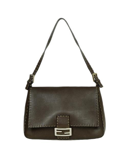 Fendi Shelleria Brown Leather Baguette 