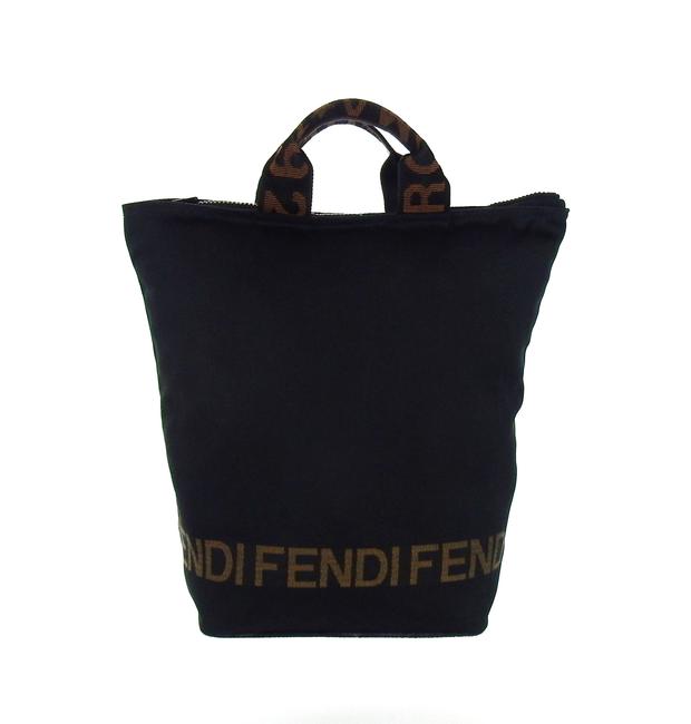 Fendi Shopper Black Canvas Tote 