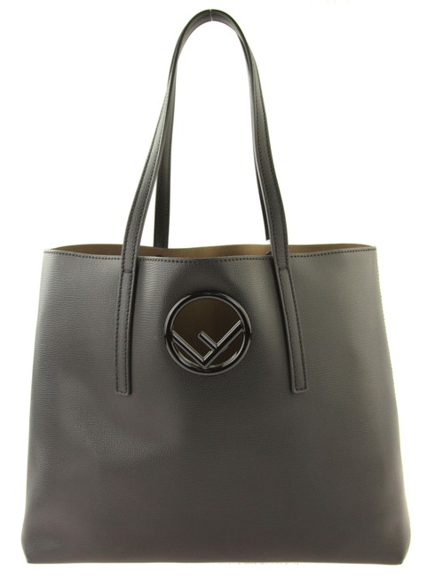 Fendi Shopper Black Leather Tote 
