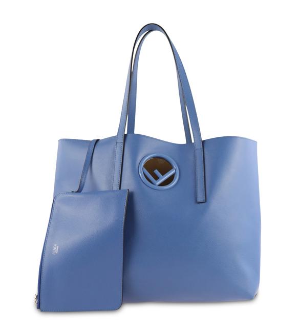Fendi Shopper Blue Calfskin Leather Tote 