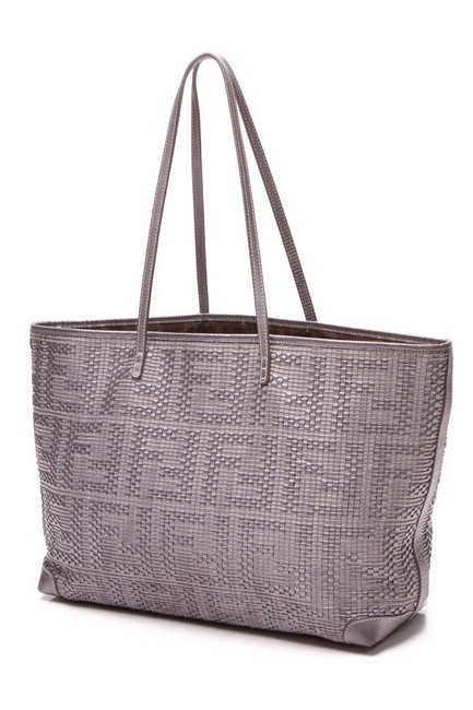 Fendi Bag Shopper Roll Silver Leather Tote 