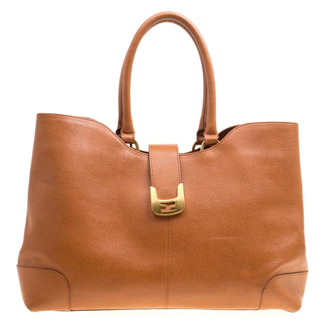 Fendi Shopping Chameleon Brown Leather Tote 