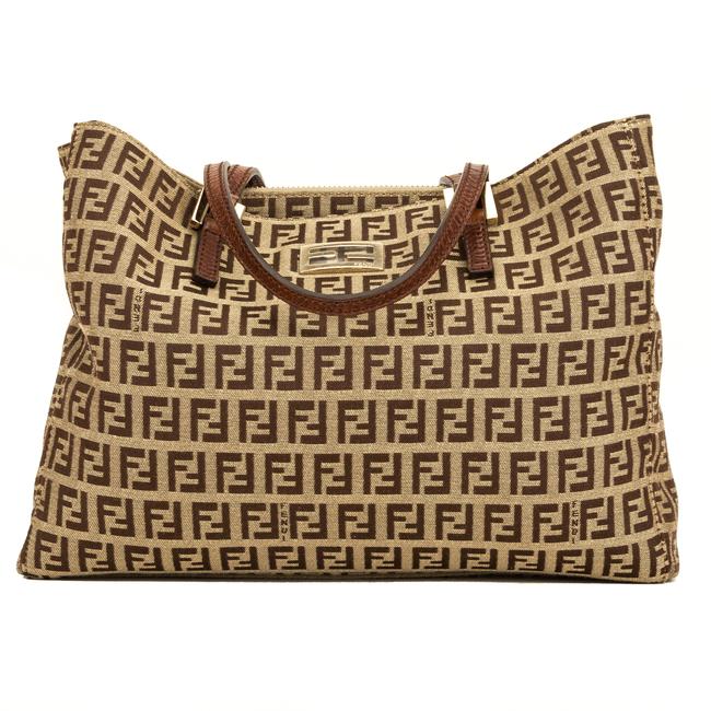 Fendi Shopping Zucchino 4122002 Brown Canvas Tote 