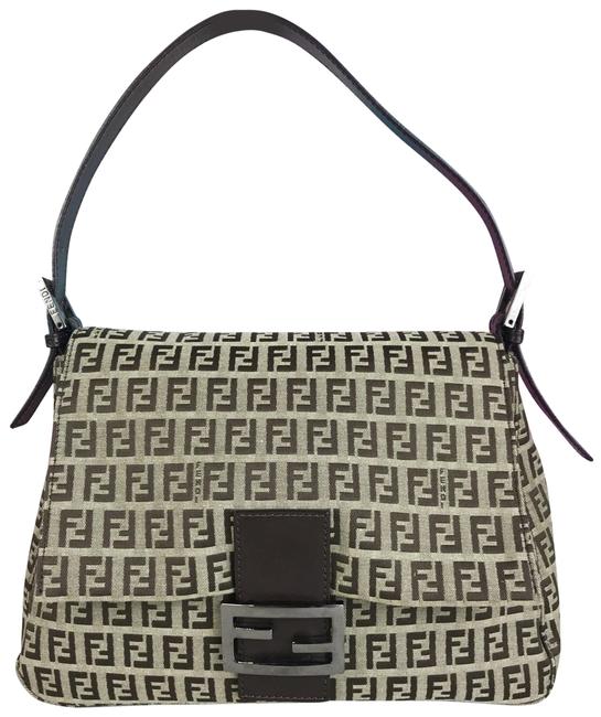 Fendi Mama 27847 Brown Canvas Shoulder Bag 