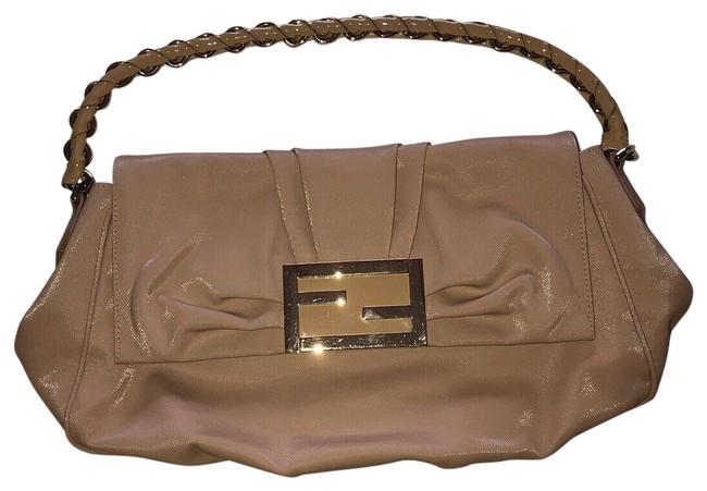 Fendi Shoulder Bag Mia Flap Nude Pink Coated Canvas Baguette 