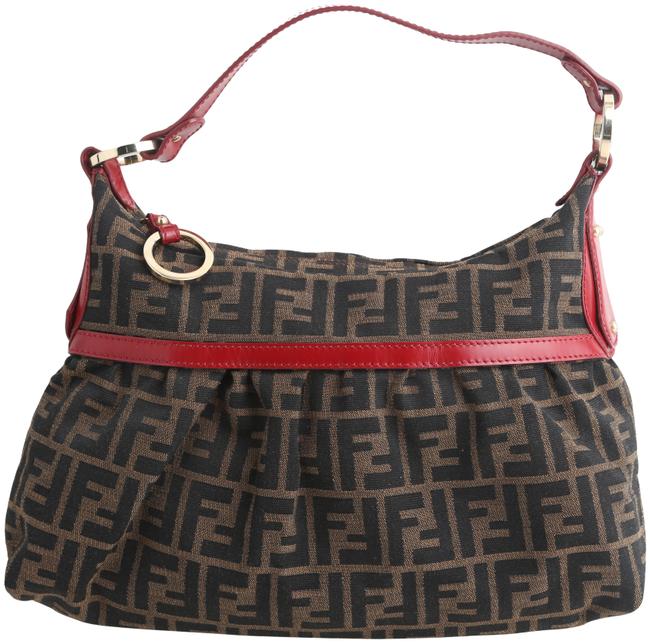 Fendi Shoulder Bag Monogram Zucca Chef Red Canvas Tote 