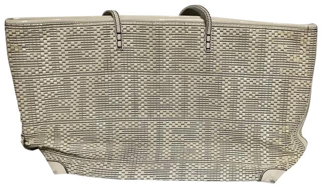 Fendi Shoulder Bag Woven White Leather Tote 
