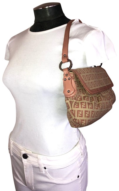 Fendi Shoulder Bag Zucchino Ff Monogram Canvas Baguette 