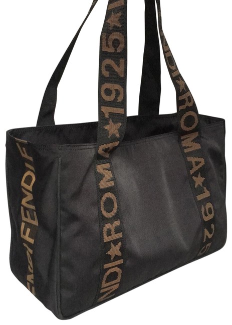 Fendi Shoulder Roma 1925 Canvas Black Nylon Tote 