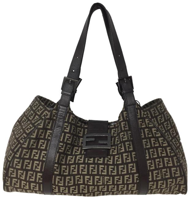 Fendi Signature Purse Brown Canvas Shoulder Bag 