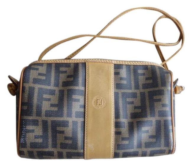 Fendi Signature Vinyl Leather Strap and Trim Shoulder Bag 