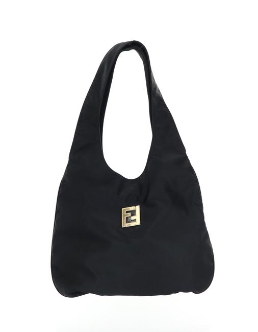 Fendi Hobo Slim Teardrop Ff Black Nylon Shoulder Bag 