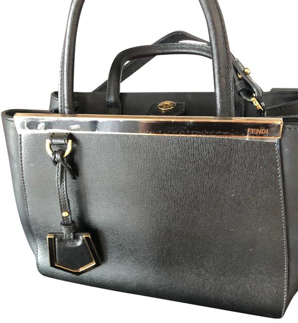 Fendi Small 2jours Black Gold Leather Tote 