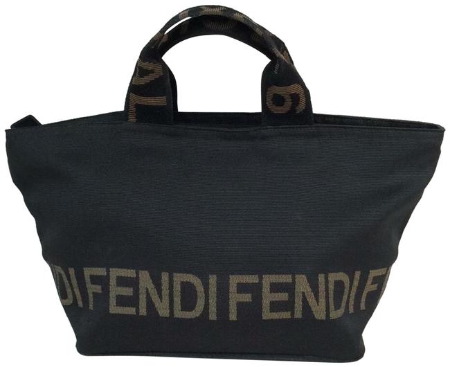 Fendi Small Black Canvas Tote 