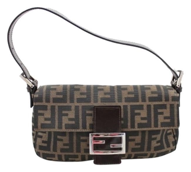 Fendi Small Brown CanvasLeather Shoulder Bag 