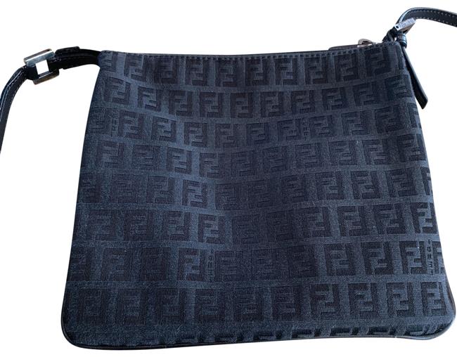 Fendi Crossbody Small Purse Black Canvas Messenger Bag 