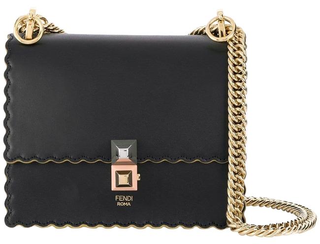 Fendi Small Kan I Black Calfskin Leather Shoulder Bag 