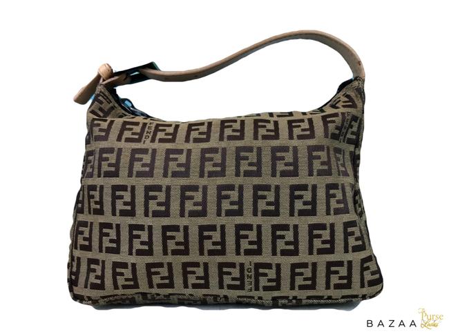 Fendi Small Pouch Zucchino Brown Canvas Baguette 