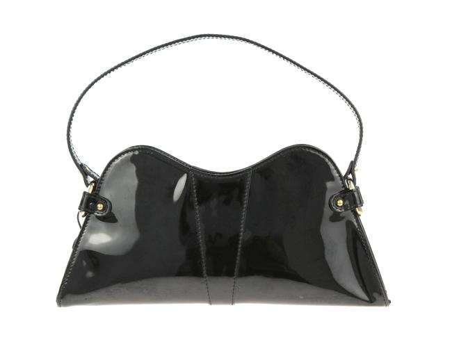 Fendi Small Structured Black Patent Leather Shoulder Bag 