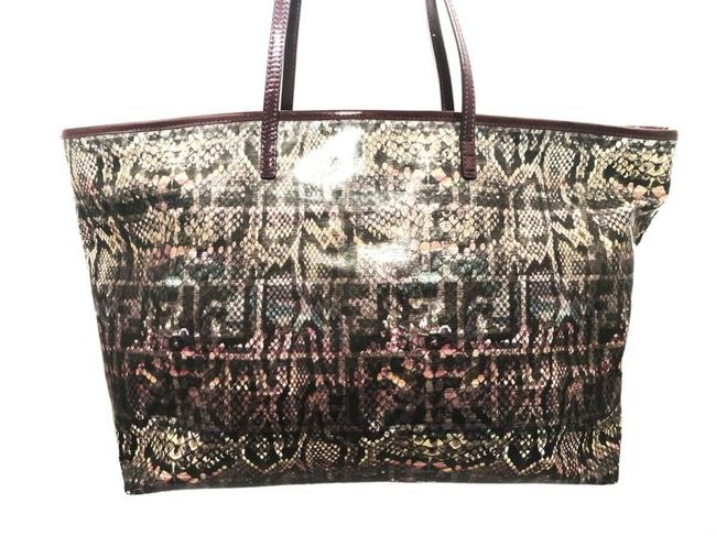 Fendi Snakeskin Logo Monogram Patent Leather Tote 