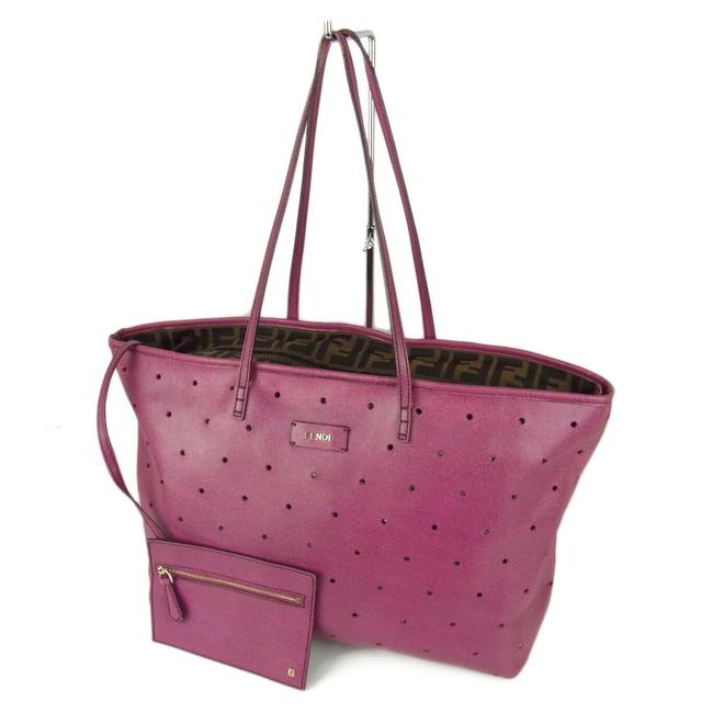 Fendi Snakeskin Logo Pink Leather Tote 