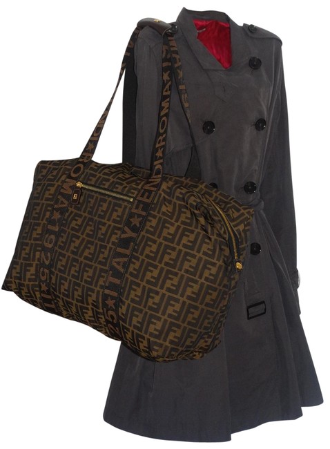 Fendi Soft Zucca print Tobacco Canvas WeekendTravel Bag 