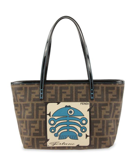 Fendi Spalmati Fortune Fish Small Roll Zucca Brown Coated Canvas Tote 