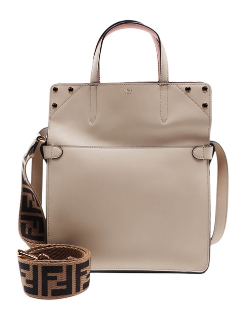 Fendi Spk Flip Regular Beige Leather Shoulder Bag 