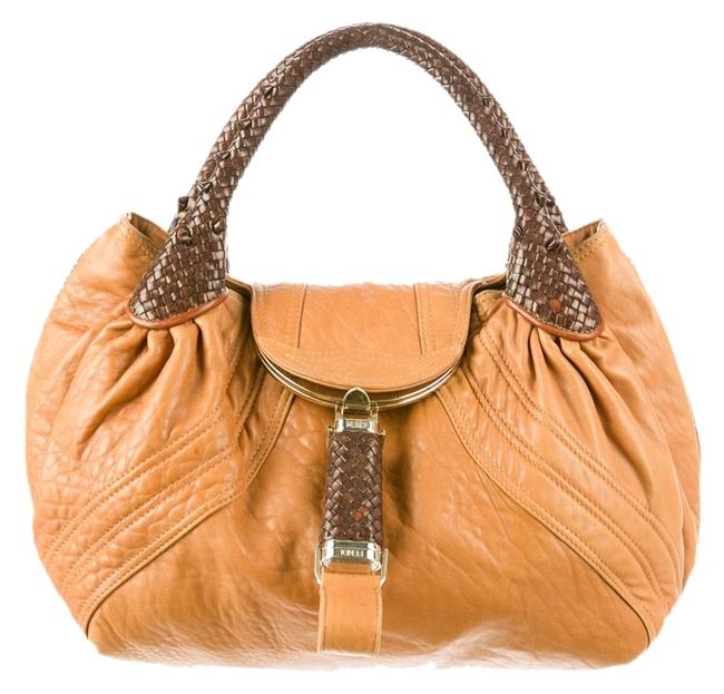Fendi Spy Tan Brown Leather Shoulder Bag 