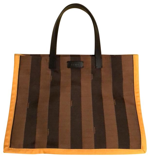 Fendi Square Brown and Black Picotin Canvas Tote 